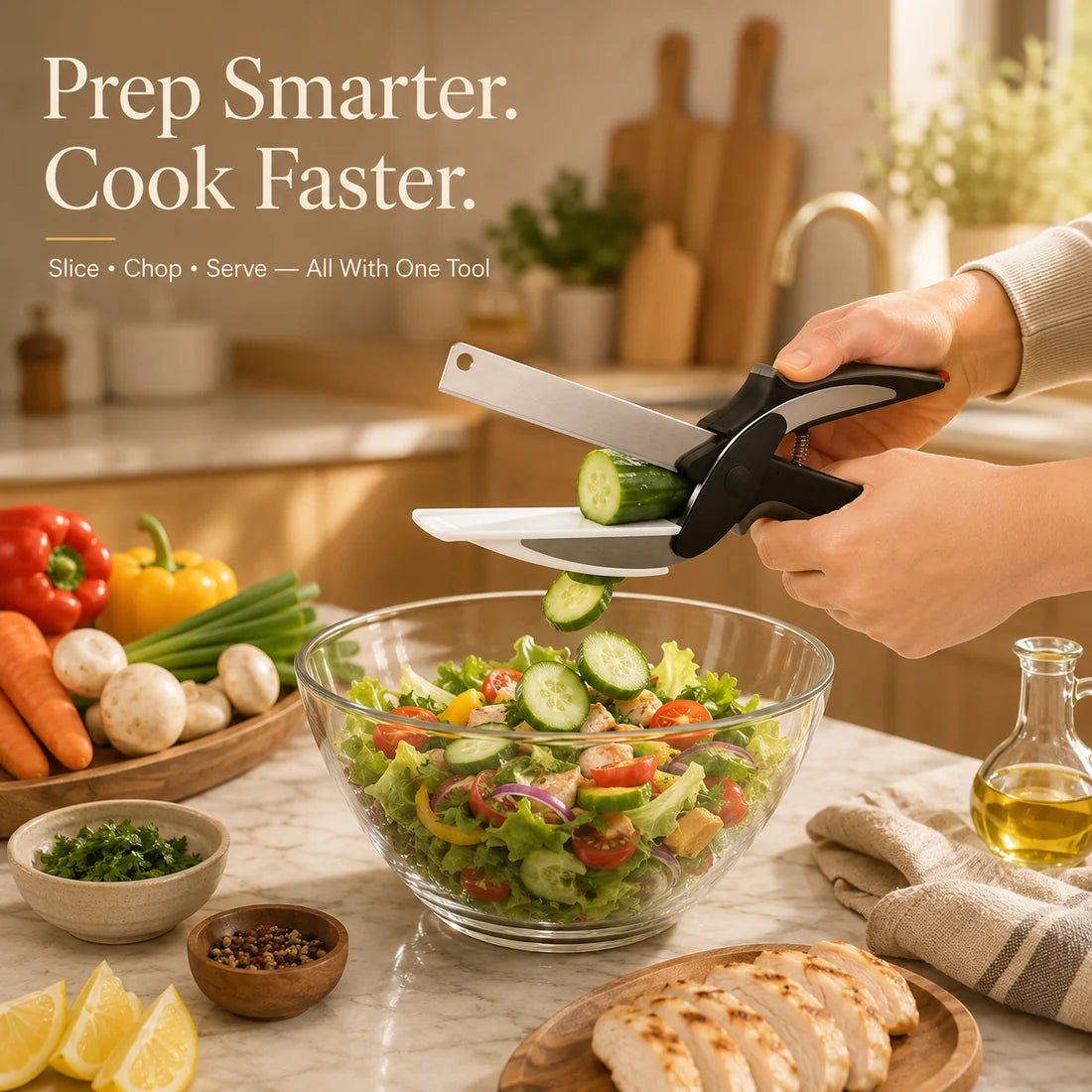 2-in-1 Clever Cutter - Kitchen Knife & Cutting Board
