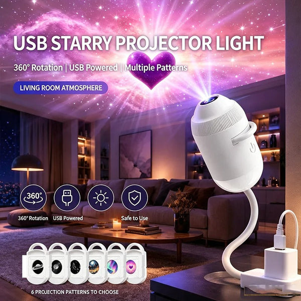USB Starry Sky Projector Night Light 360